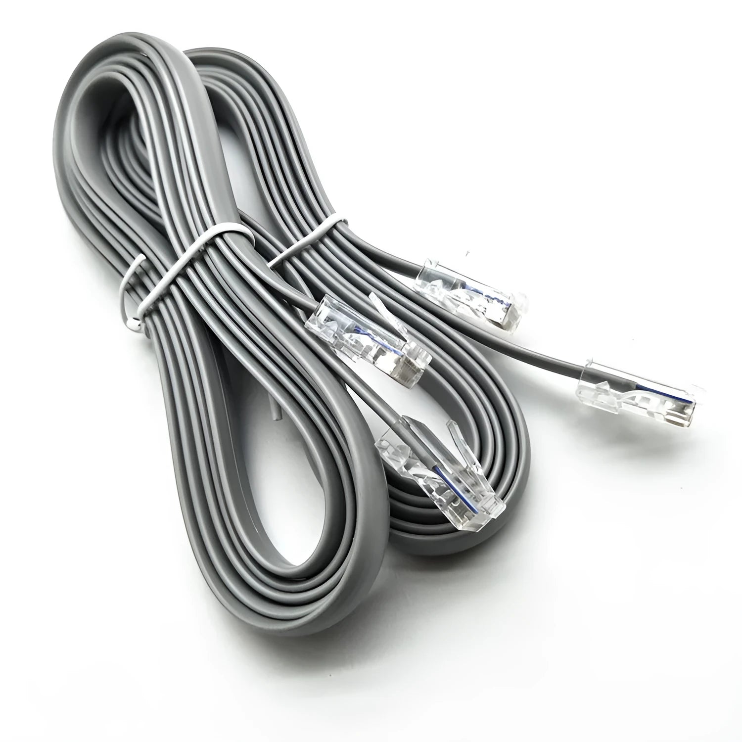 Silver grey CAT6 network cable with RJ45 connectors, 2 metre length