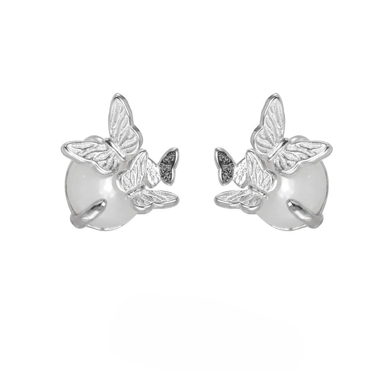 925 silver butterfly zodiac ear studs with electroplated white gold or gold colour finishes