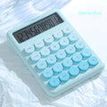 Desk calculator with gradient colour finish and 12-digit solar-powered display.