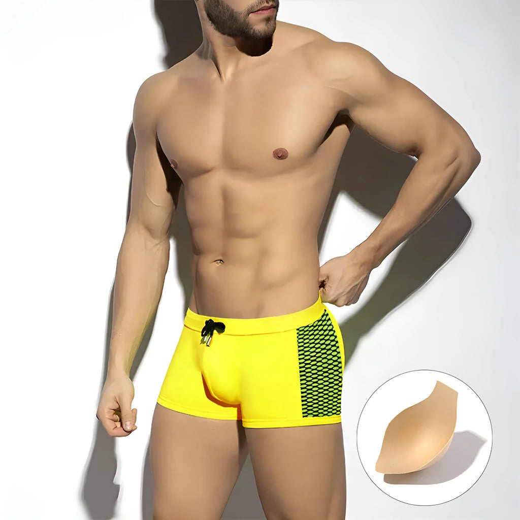 Men's polka dot print swimming boxers in quick-drying nylon fabric