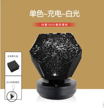 LED star projector night light showing constellation projection on a bedroom ceiling