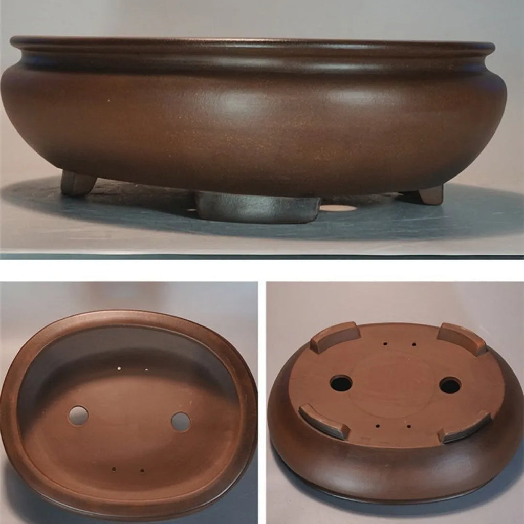 Purple clay handmade desktop flowerpot measuring 58x47x18cm with classical ceramic design