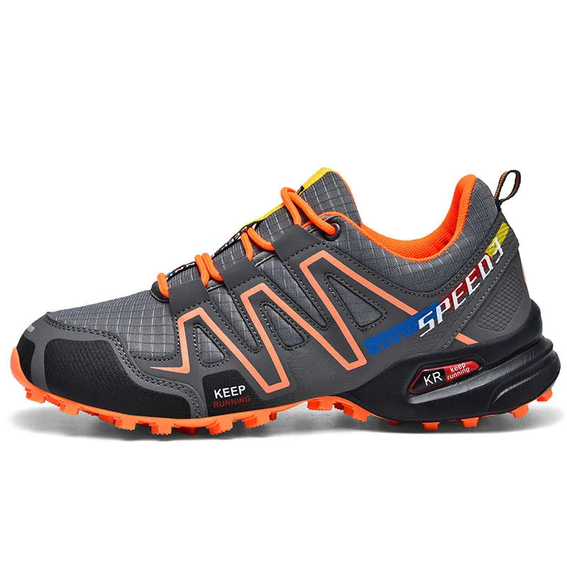 Plus size men's casual running shoes in synthetic leather with mesh lining and rubber sole