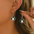 Women's retro fashion earrings with electroplated silver finish and alloy construction