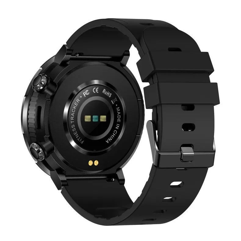 T30 Smart Watch in black on wrist showing display with health stats.