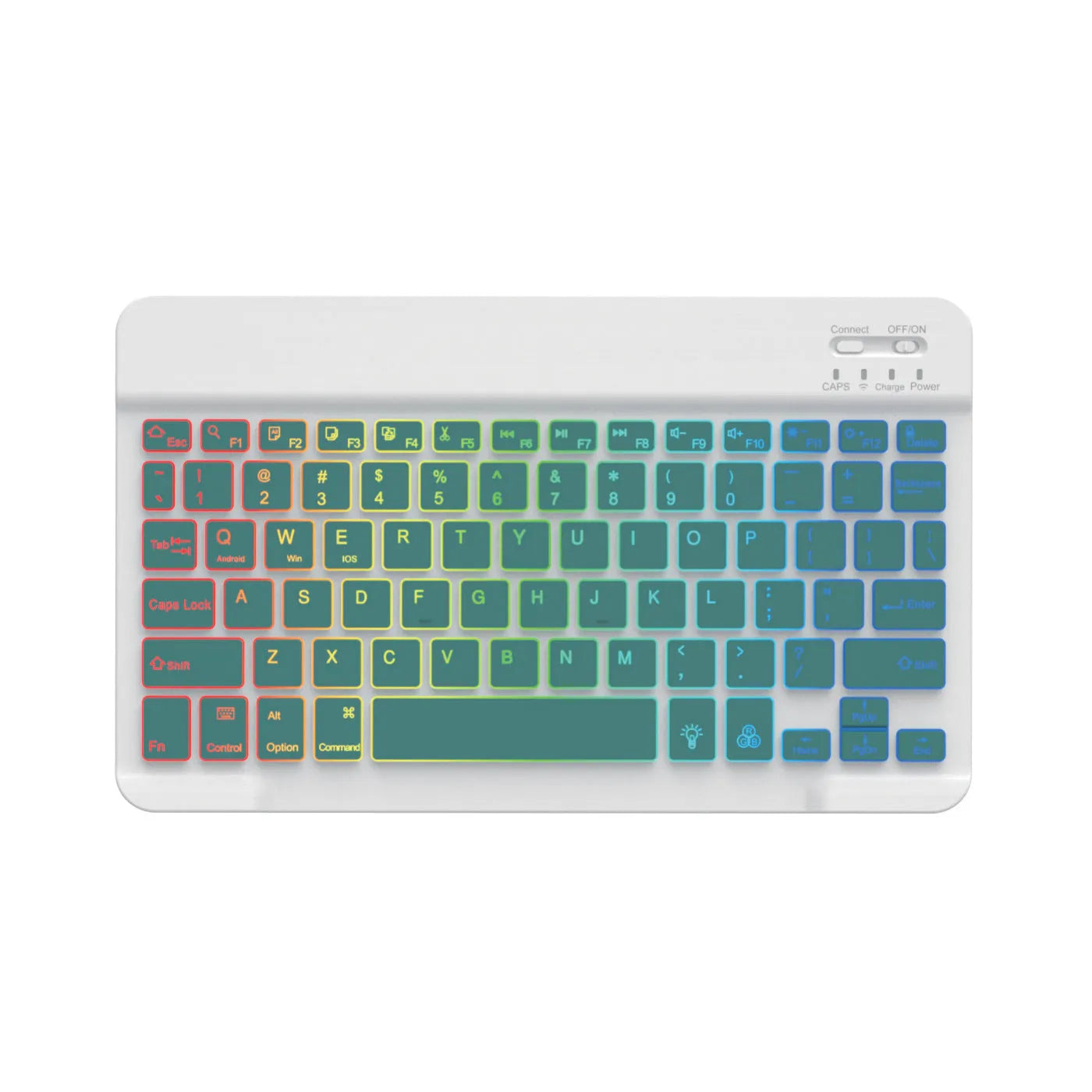 10-inch wireless Bluetooth keyboard with multi-colour LED backlighting for tablets and mobile phones