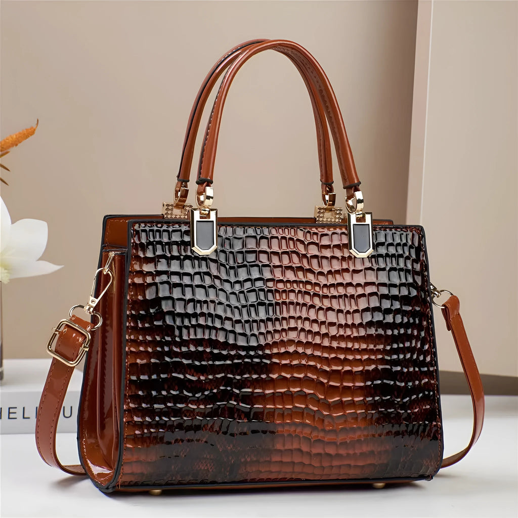 Large capacity PU women's one shoulder mum bag in horizontal square shape with internal compartments