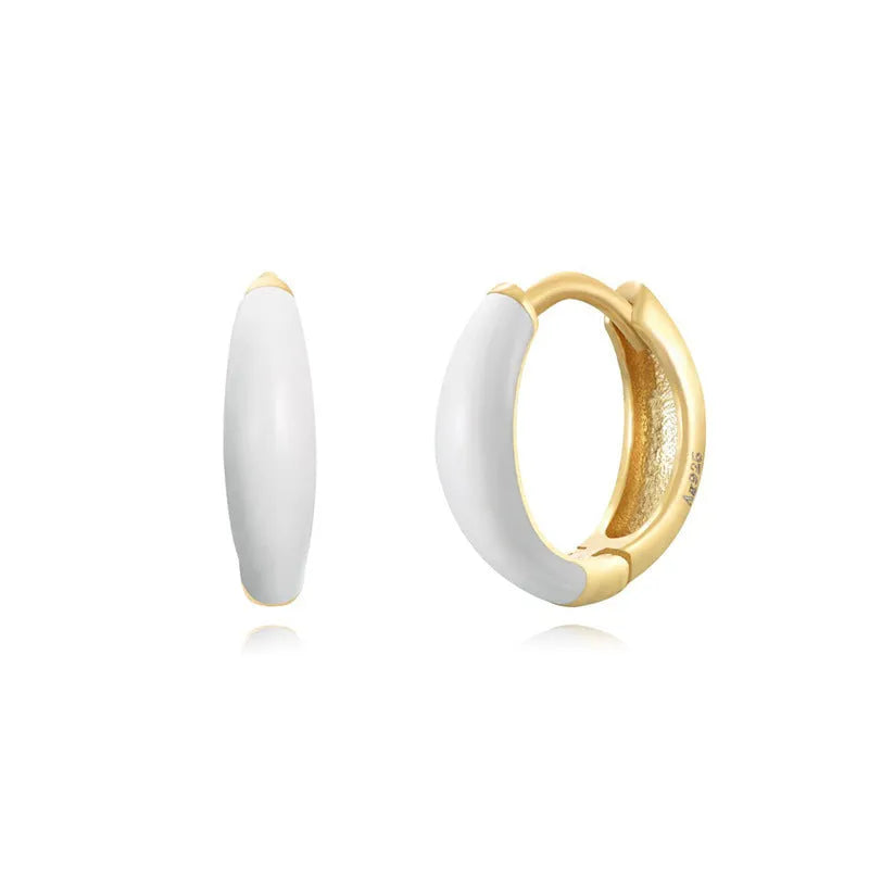 Epoxy oval curved earrings with geometric U-shaped design in seven colour options