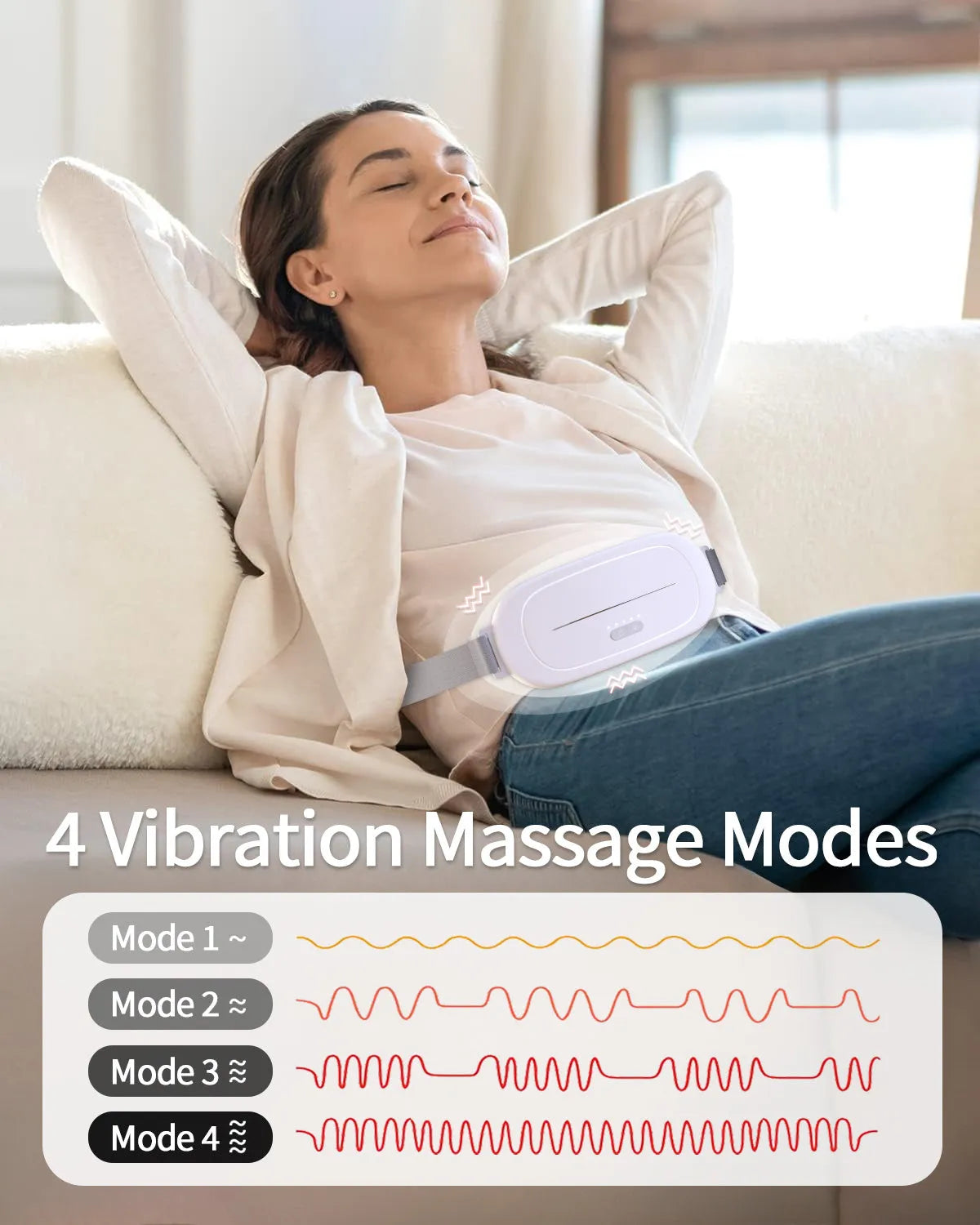 White reusable uterine warming device for pelvic heat therapy.