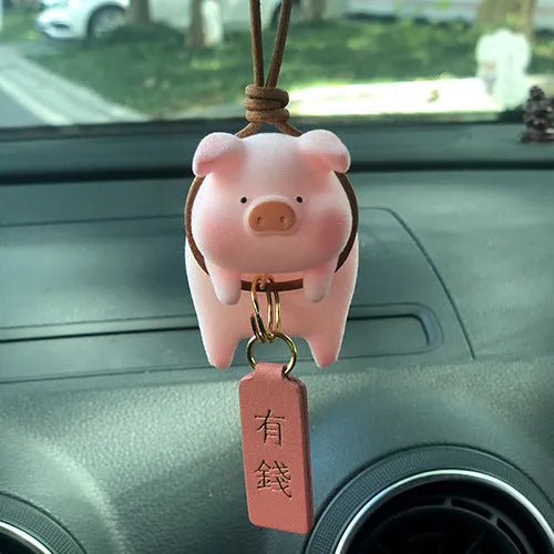 Small cartoon pig resin figurine car dashboard ornament