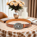Men's belt with cow head alloy buckle in imitation leather with pin buckle fastening