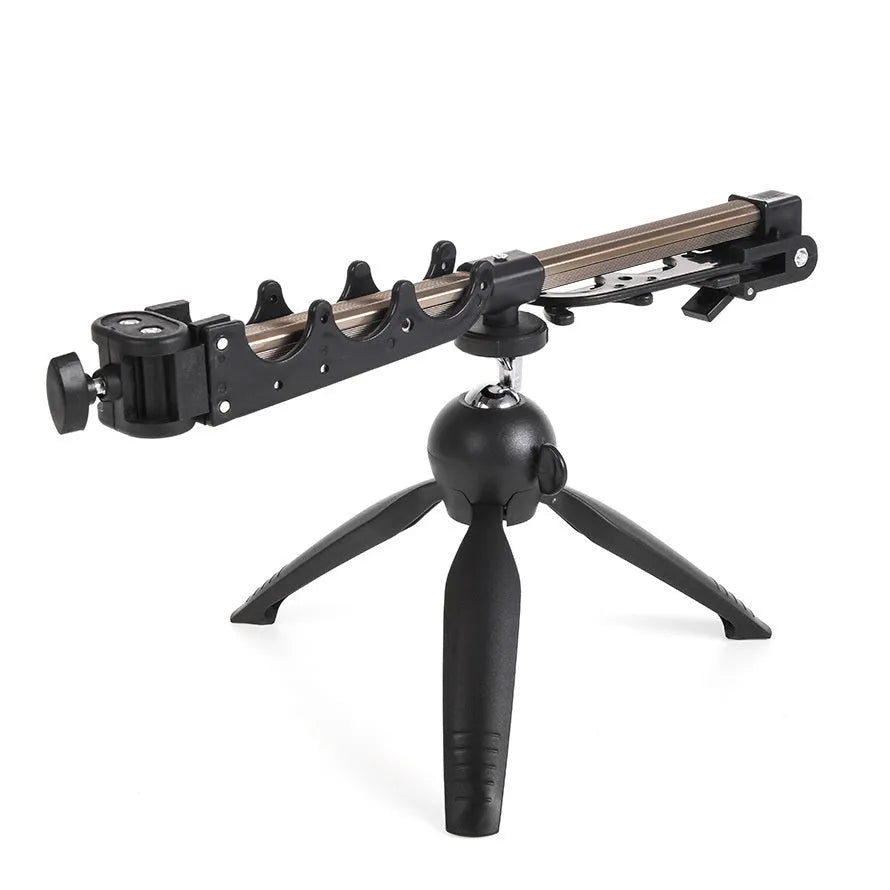 Aluminium alloy triangular ice fishing rod holder bracket supporting a small fishing rod on ice