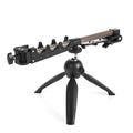 Aluminium alloy triangular ice fishing rod holder bracket supporting a small fishing rod on ice
