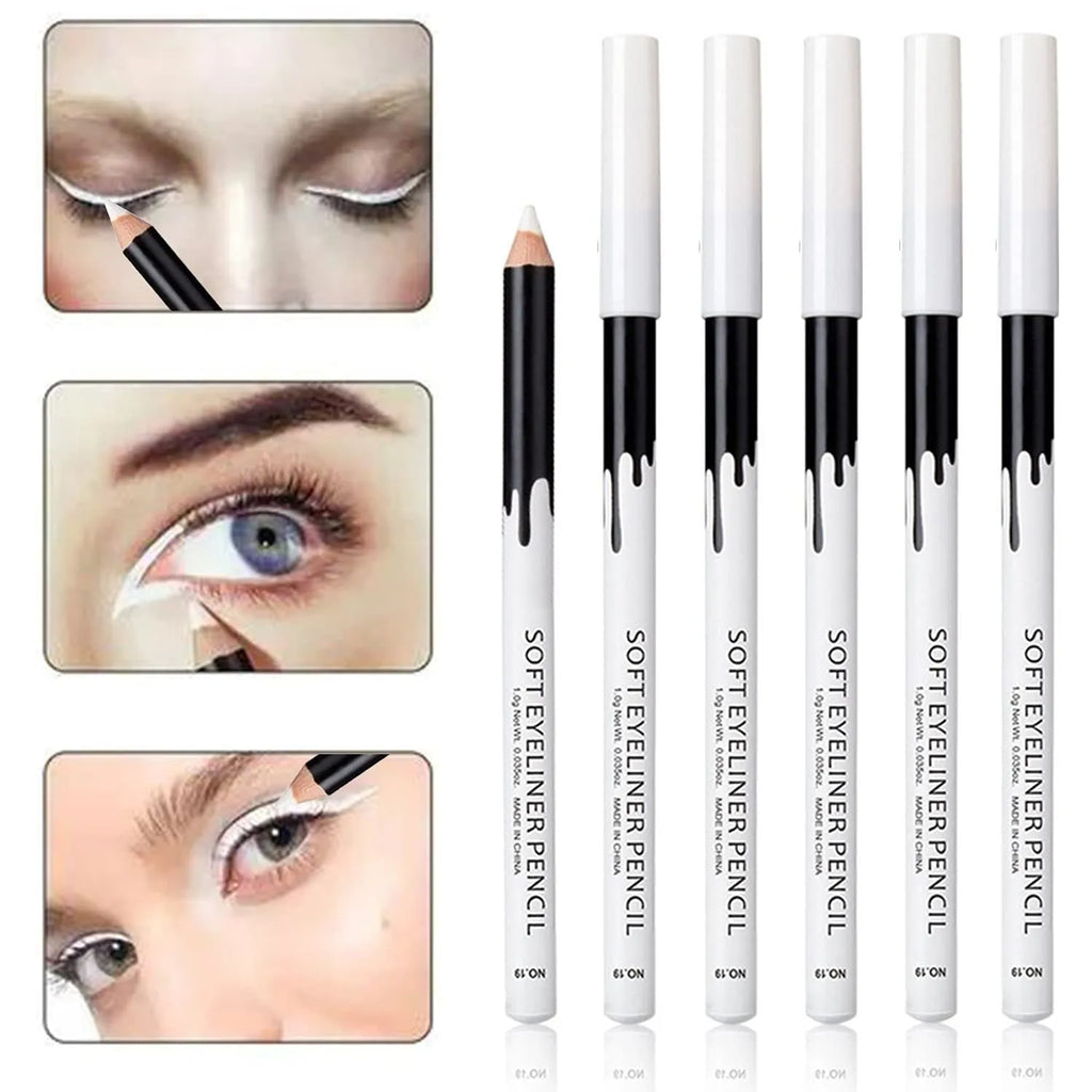 12 black and white retractable eyeliner pencils with sharpener in compact makeup set