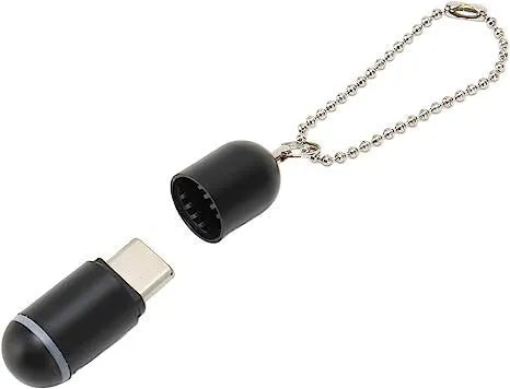 Small black capsule infrared emitter with choice of Lightning, Type-C, or Micro-USB connector.