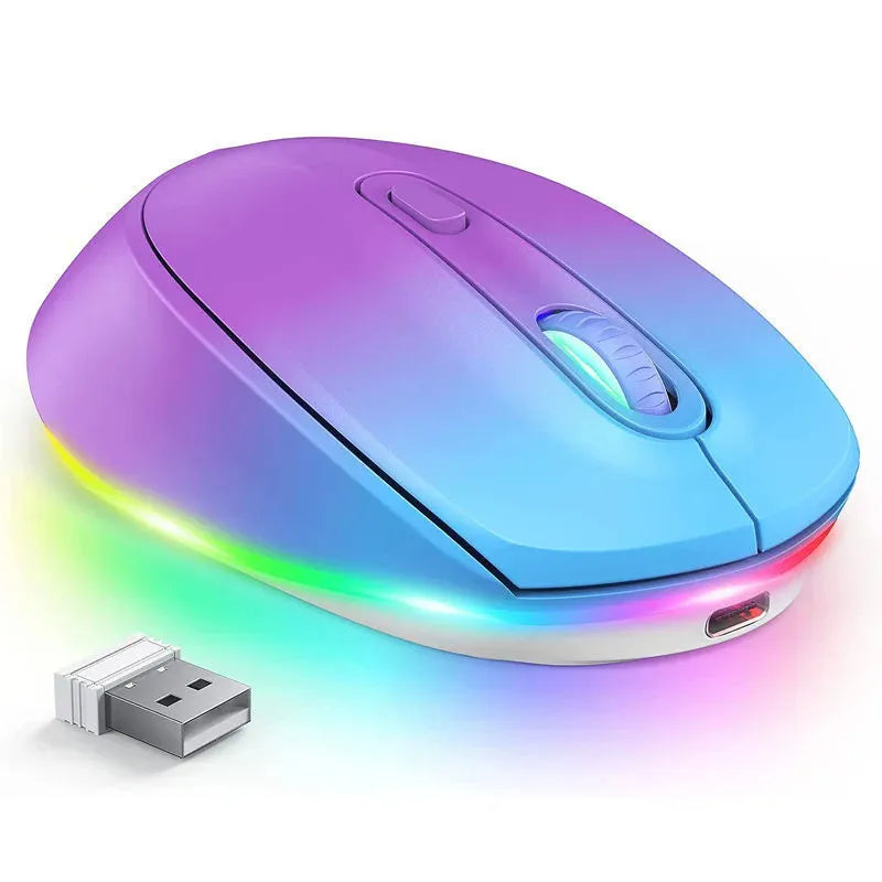 24g wireless optical mouse with USB charging cable on a desk