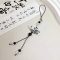 Guofeng Chinese style pendant keychain with plant pattern and baked varnish beads