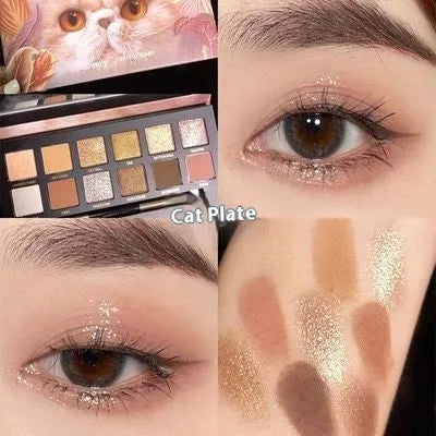 Twelve-colour animal themed eye shadow palette with matte and shimmer shades