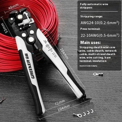 Fully automatic wire stripping pliers tool with high carbon steel blades and box-mounted design