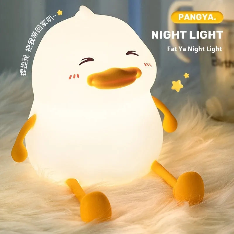 Chubby night light desktop lamp with phone holder function showing dimensions
