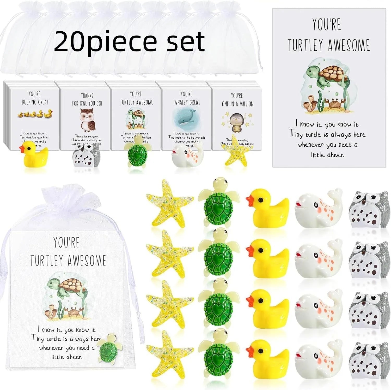 Set of resin office memo cards with pun inspiration phrases in various set size options