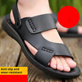 Men's brown and black waterproof plastic casual sandals shown in sizes 39 to 45.