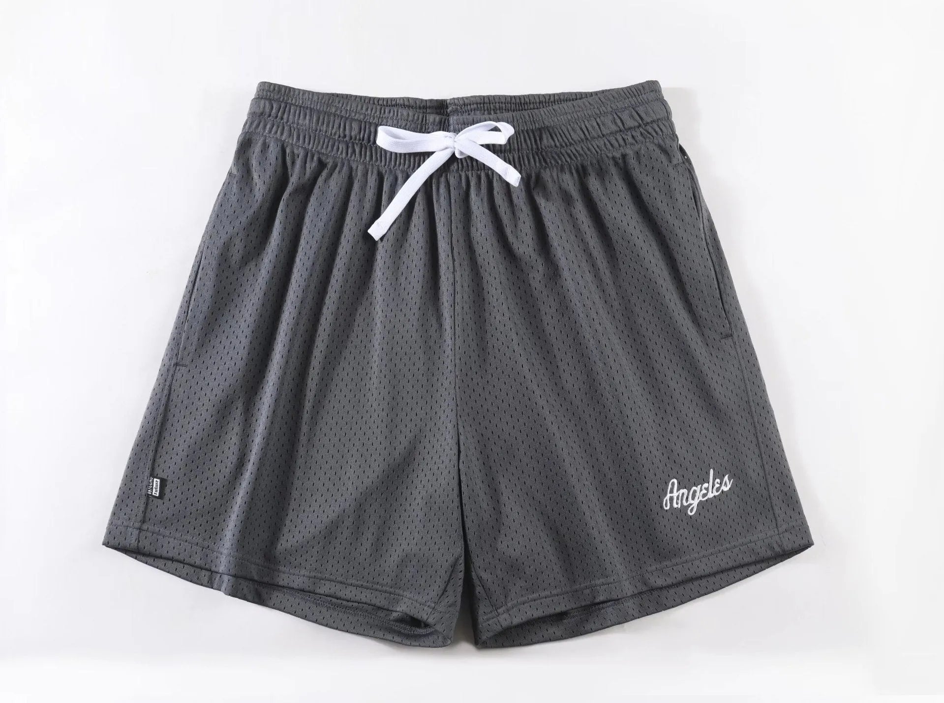 Men's double-layer mesh shorts in sports purple showing mesh texture and sport styling