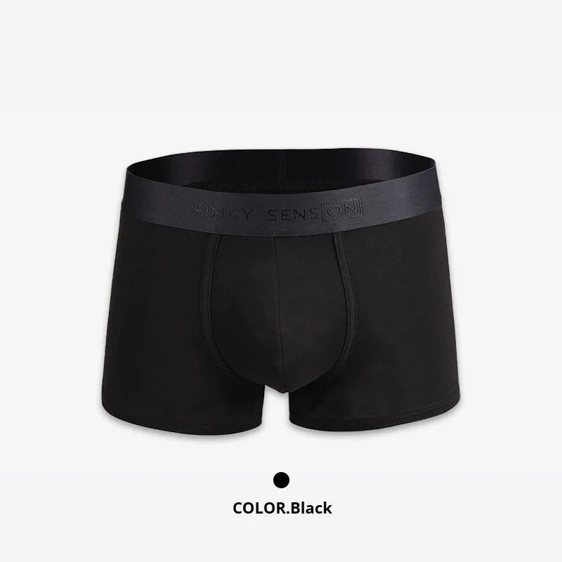 Men's solid colour cotton boxer shorts in black, white, silver grey, and light green