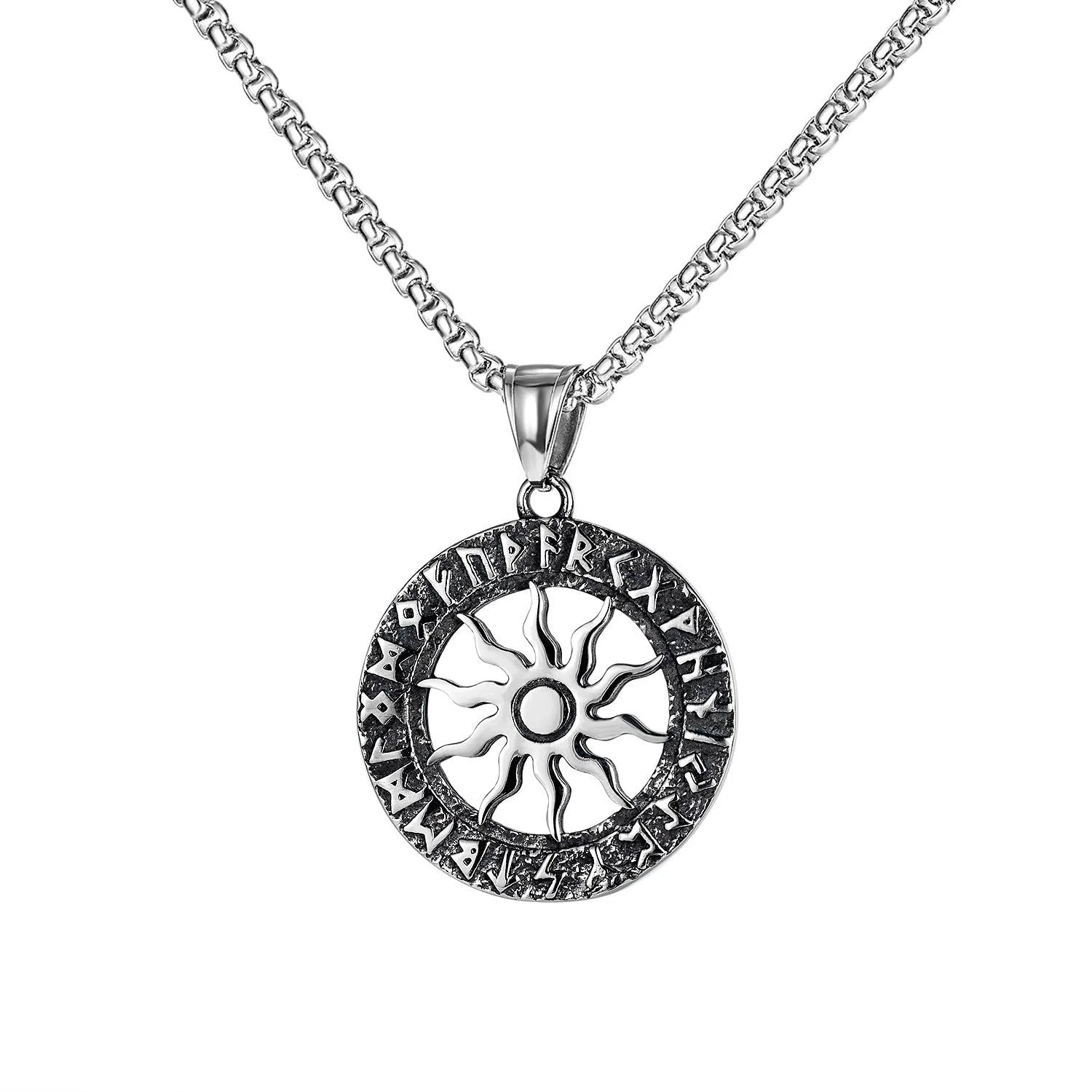 Men's silver skull necklace with alloy pendant and stainless steel chain in sports style