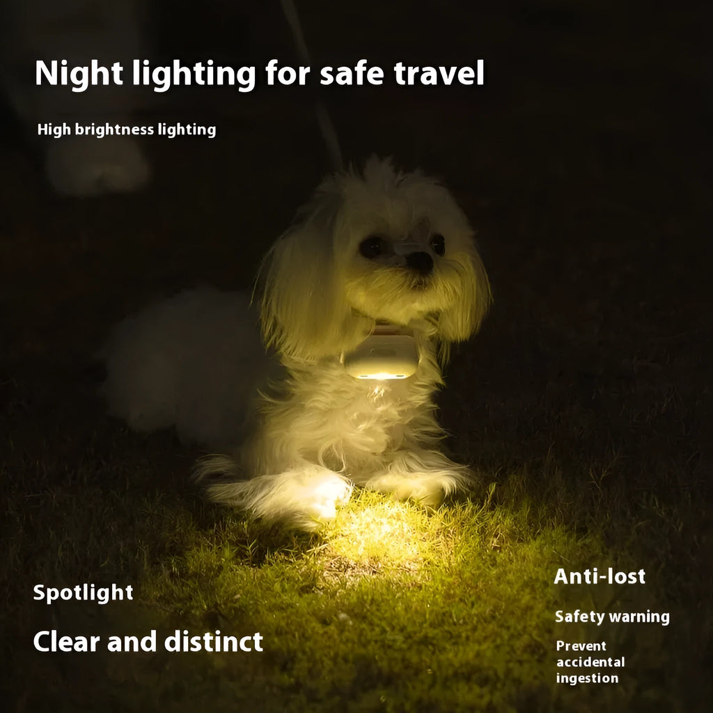 Pet luminous collar with programmable hanging lamp ring in fresh pink colour with sad pattern design
