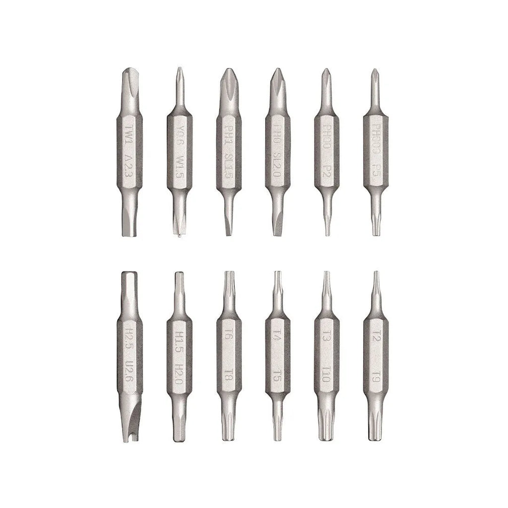 24-in-1 precision repair screwdriver set with aluminium alloy handle and magnetic bit storage in black, green, red, and grey options