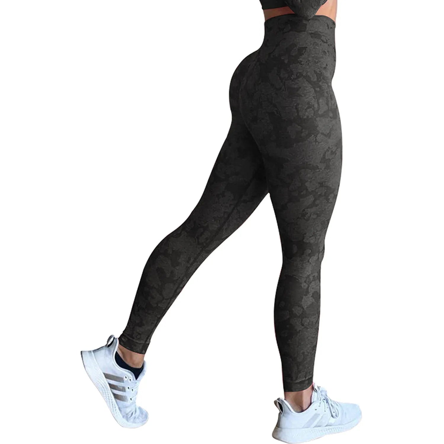 Women's booty lifting fitness leggings in camo and leopard print designs for gym and yoga workouts