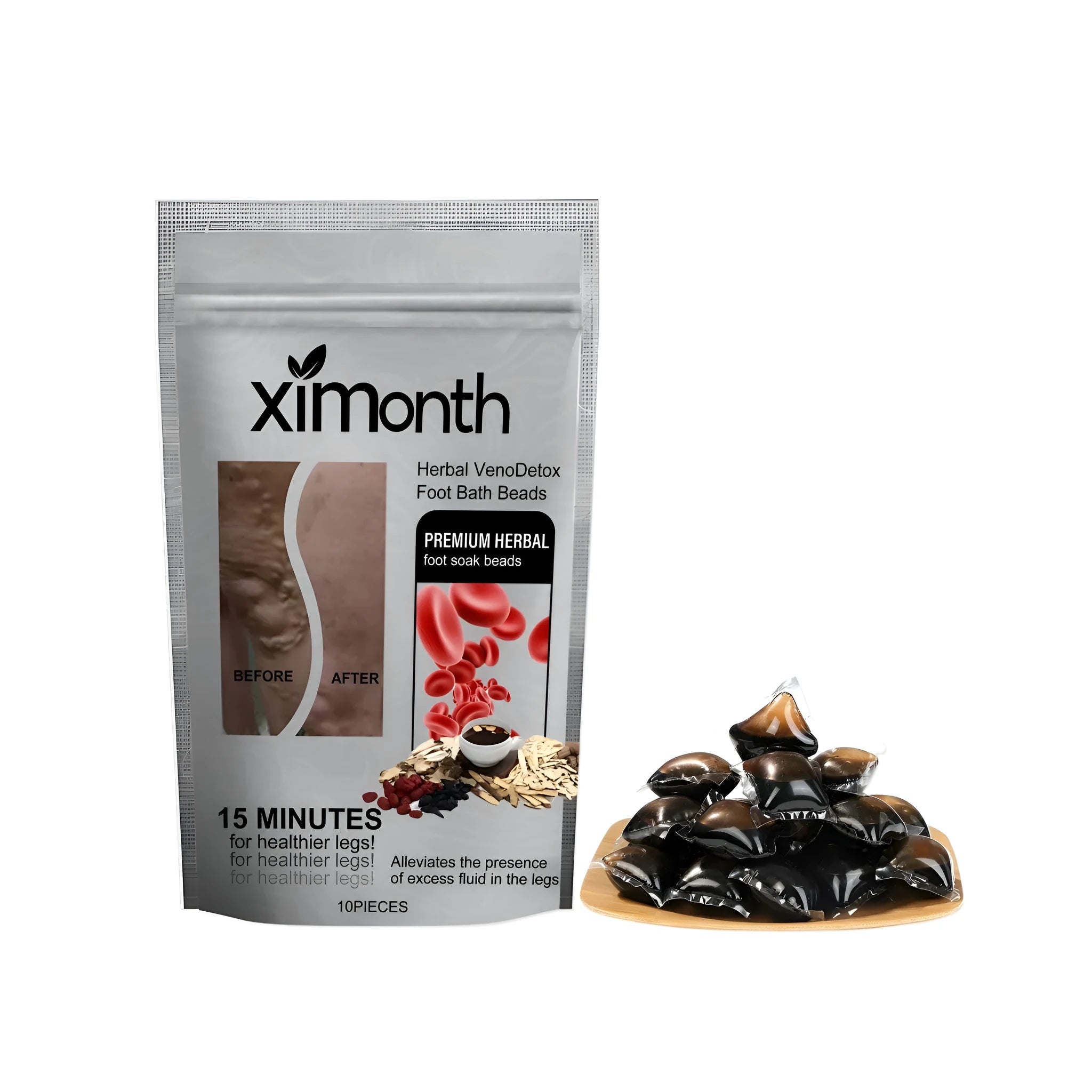 Traditional Chinese medicinal foot soak gel beads with mugwort, bee venom and herbal ingredients in condensed format