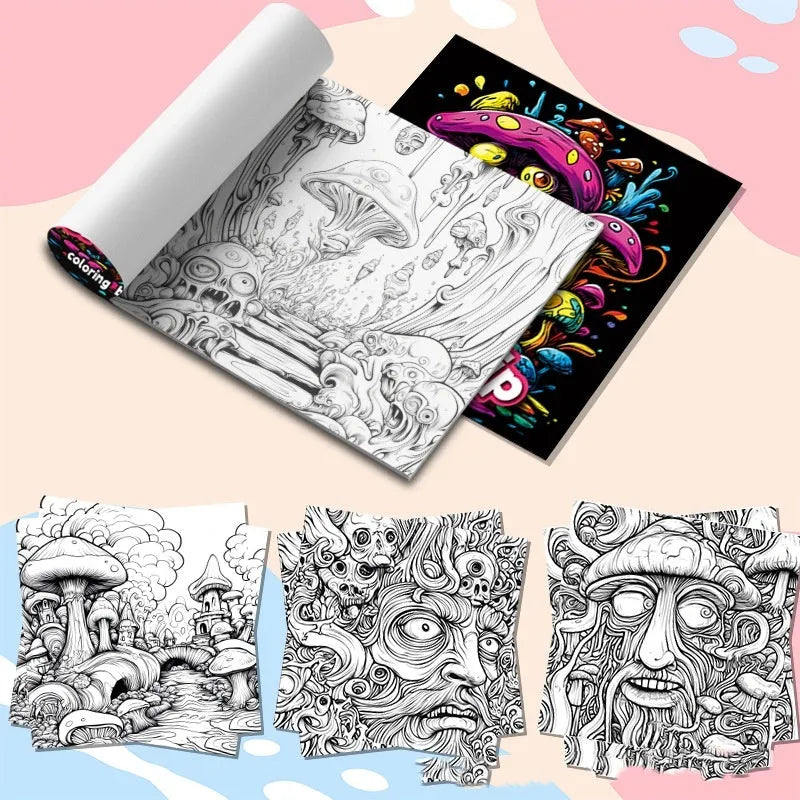 Acid tour colour painting book with 200mm length, open to show blank paper pages.