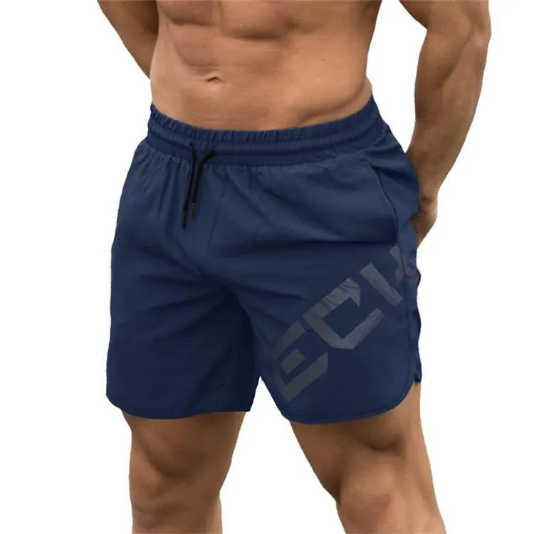 Men's elastic thin running shorts in black, dark grey, navy blue and white colours, knee length with quick-dry fabric