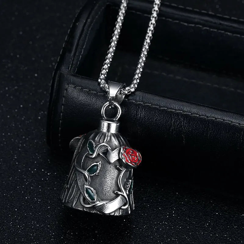 Titanium steel vintage polished motorcycle lucky bell with double-sided epoxy roses