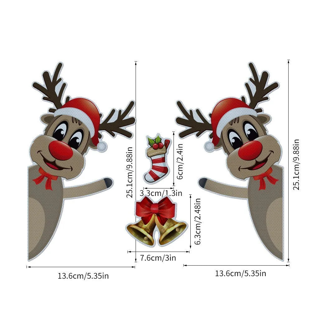 Christmas elk bell cartoon design magnetic luminous reflective bumper stickers for car decoration