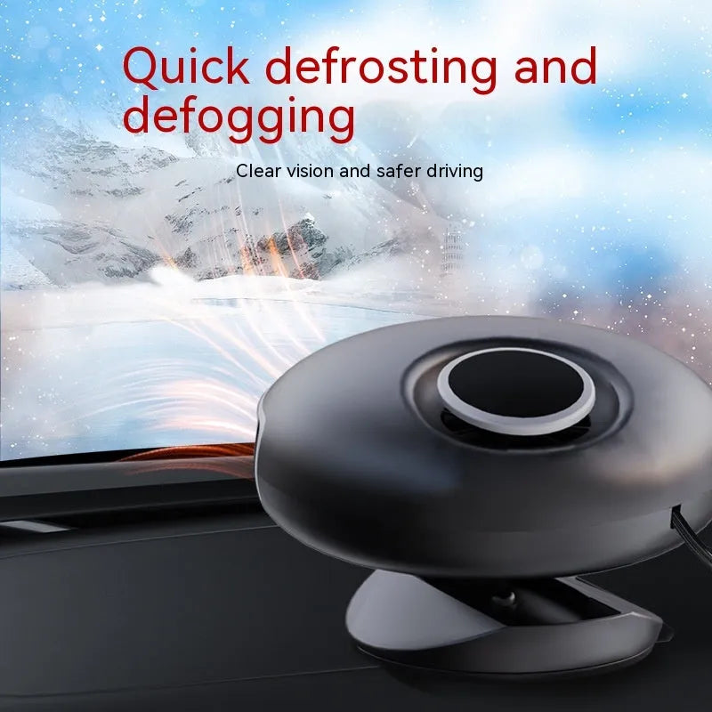 Car warm air blower heater with black ABS casing and electrical cable for vehicle defrosting
