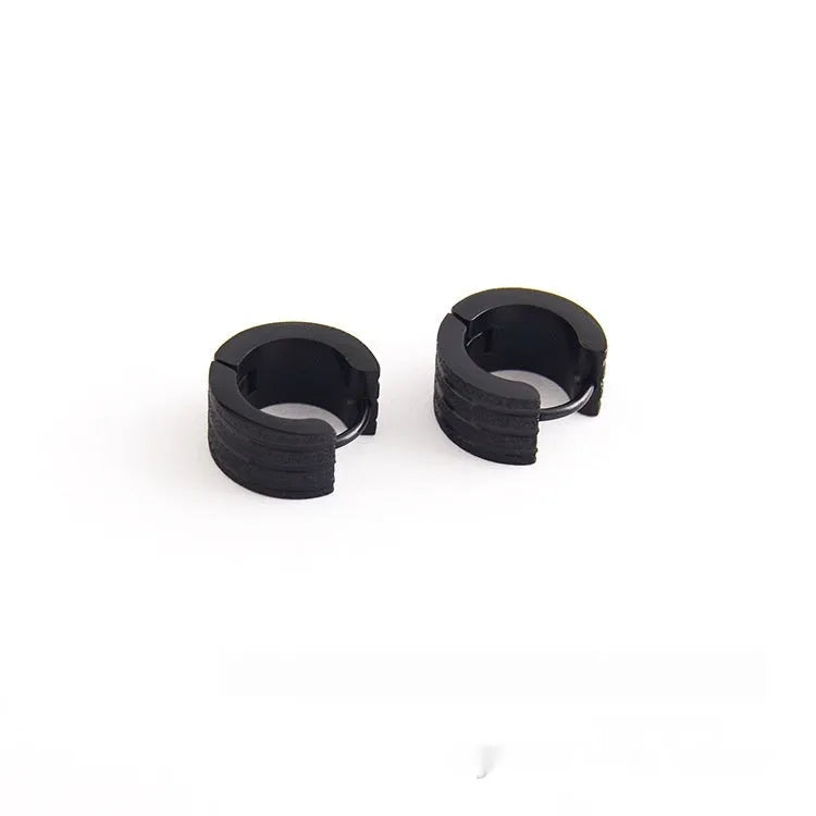Geometric three-line frosted earrings in titanium steel with Korean style design