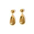 Gold electroplated stainless steel water drop pendant earrings geometric design women's jewellery