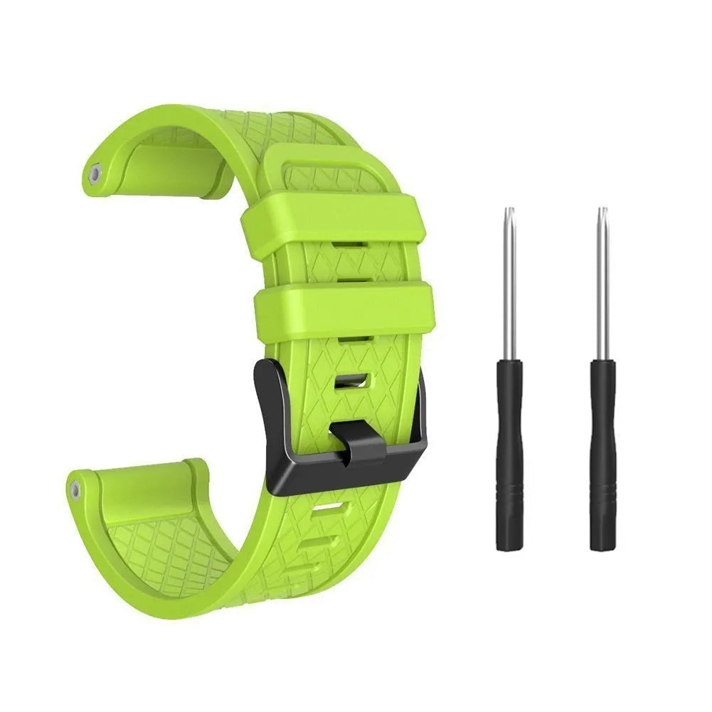 Black silicone watch strap with stainless steel buckle for Jiaming watches, 26mm width