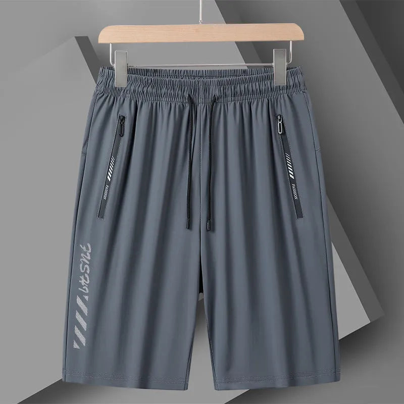 Men's loose fit quick-drying sports shorts in black, available in sizes M to 6XL