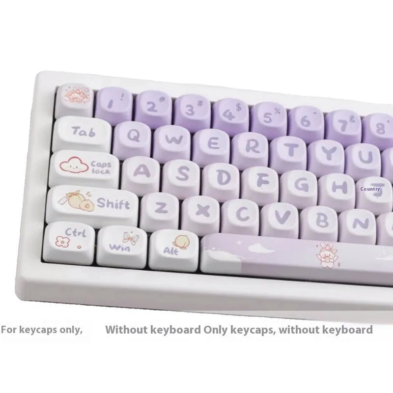 PBT gradient purple rabbit character key caps for mechanical keyboard customisation