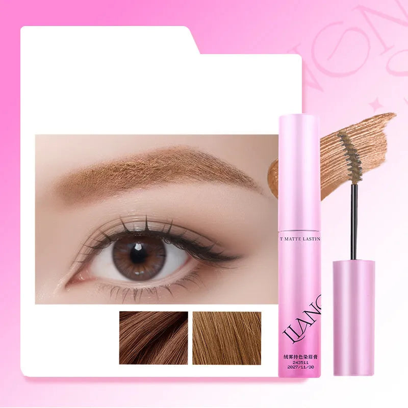 Velvet finish eyebrow cream pot in 4.5g size with four natural shade options