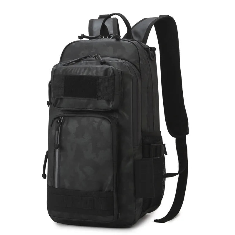 Large Derm fabric outdoor backpack in orange colour with 20-35 litre capacity for hiking and camping