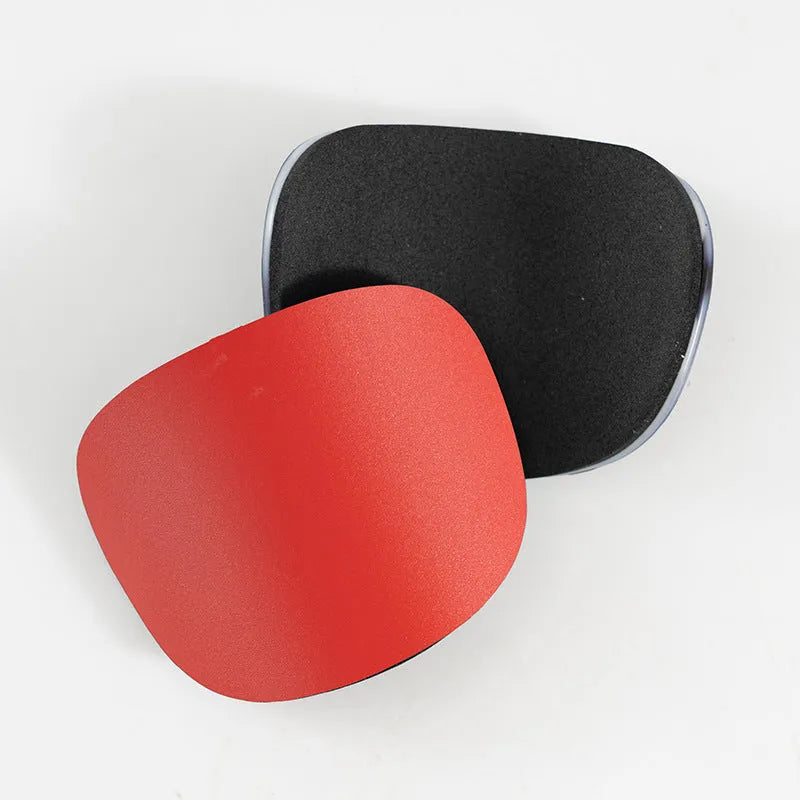 PU mini shin guards for football and sports protection in black, white, red, and blue colours.