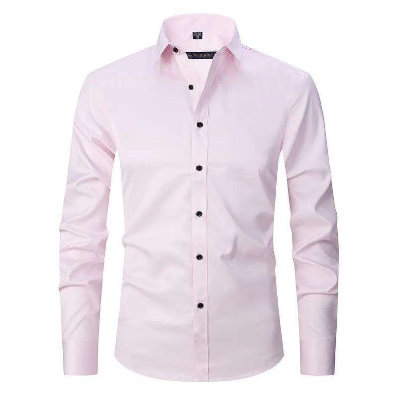 Men's long sleeve polyester stretch work shirt shown in multiple colour options