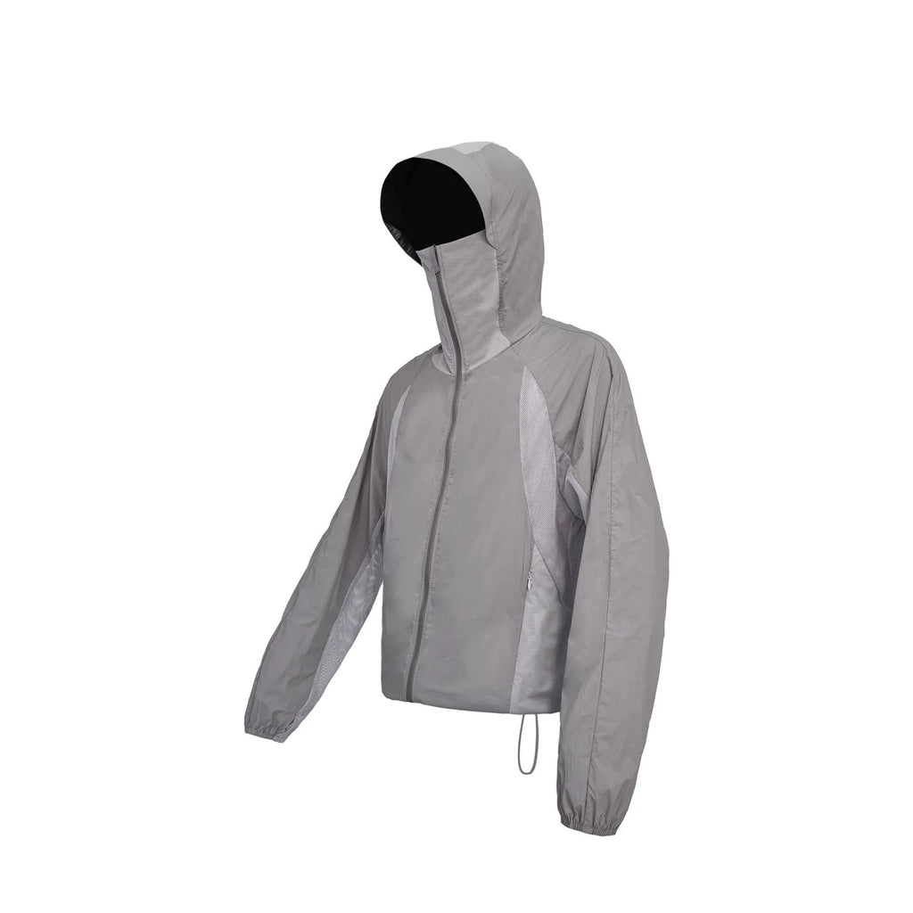 Mesh stitching sun protective clothing in desert brown, light grey, red or blue nylon fabric
