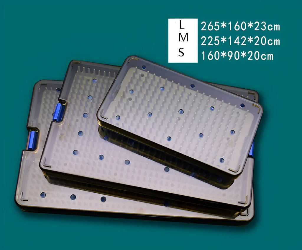 Silicone disinfection box for UV steriliser units in three sizes: large, medium, and small.