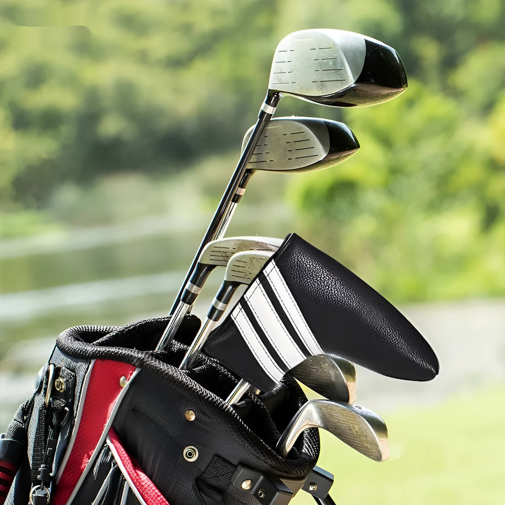 Black PU leather golf push rod sleeve for equipment protection